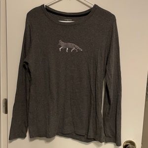Land’s End Gray Sequin Fox soft long-sleeved shirt